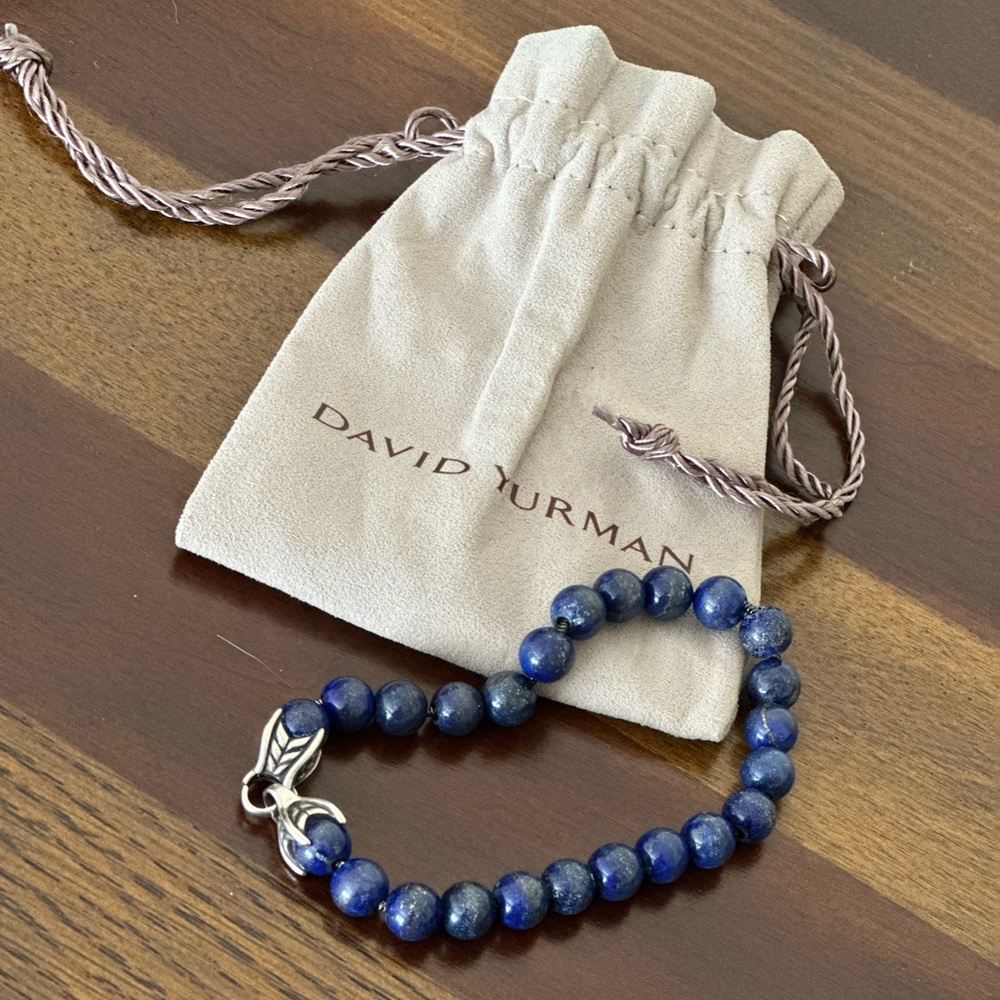 David Yurman Men’s Spiritual Blue Lapis & Sterling Silver Bead Bracelet 2 of 3
